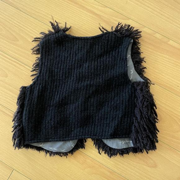 Mi Mi Sol KIDS designer made in Italy black shaggy vest top - Picture 3 of 7